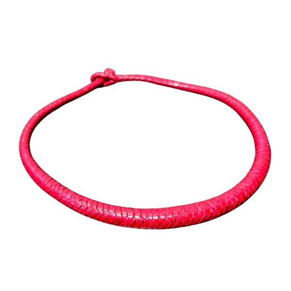 Handcrafted Pink African Braided Leather Necklace – Tribal Boho Statement Jewelry