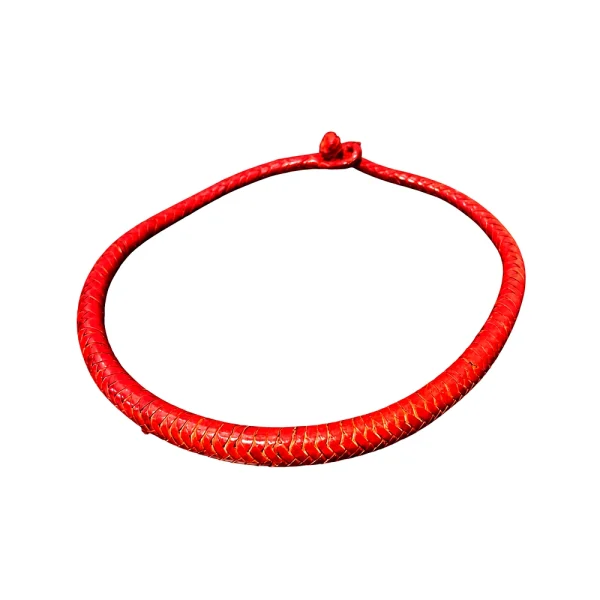 Ethnic Braided Orange Leather Necklace – Handmade African-Inspired Statement Jewelry