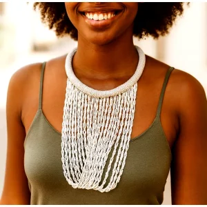 Handmade Boho Bead Necklace – Vibrant Natural Bead Statement Jewelry