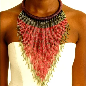 Colorful African Beaded Necklace – Handmade West African Statement Jewelry (Copy)