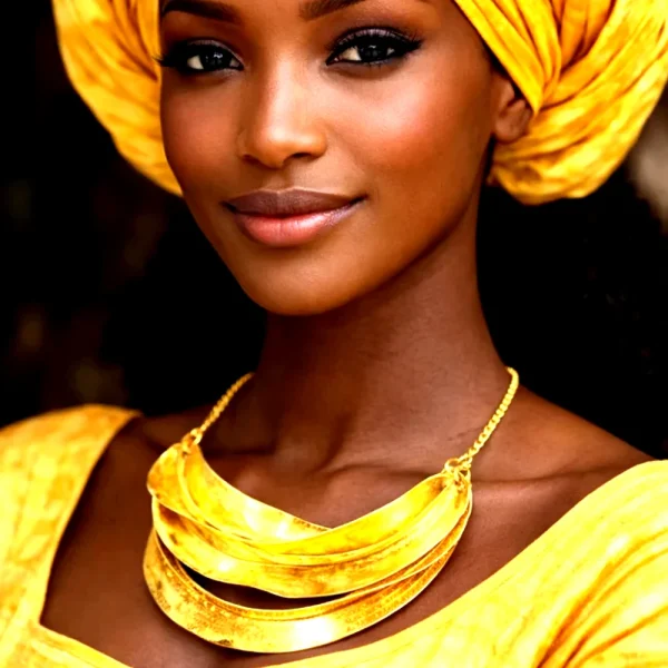 Handmade Golden Fulani African Braided Leather Necklace – Tribal Statement Jewelry