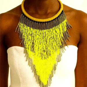 Colorful African Beaded Necklace – Handmade West African Statement Jewelry