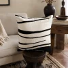 Zebra Stripe Mudcloth Pillow Cover: African Bogolan Fani, Handmade Cotton Double Face