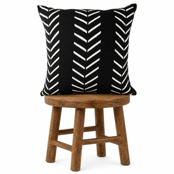 Black Mudcloth Pillow Cover: African Bogolan Design