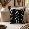 Black Mudcloth Pillow Cover: African Bogolan Design