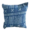 Blue Mudcloth Pillow Cover: Double Sided African Bogolan Fani, Handmade