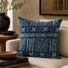 Blue Mudcloth Pillow Cover: Double Sided African Bogolan Fani, Handmade