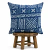 Blue Mudcloth Pillow Cover: Double Sided African Bogolan Fani, Handmade