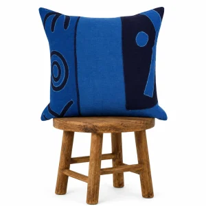 Blue Mud Cloth Pillow Cover: Double Sided African Bogolan Fani Fabric