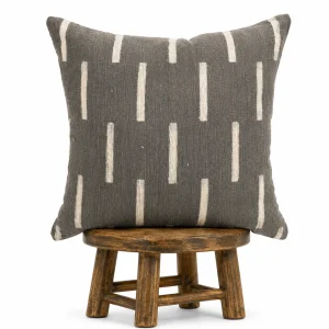 Gray Mudcloth Pillow Cover: Double Sided African Bogolan Fani Fabric