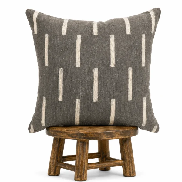 Gray Mudcloth Pillow Cover: Double Sided African Bogolan Fani Fabric