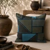 Green Blue Mudcloth Pillow Cover: Double Sided African Bogolan Fani Fabric