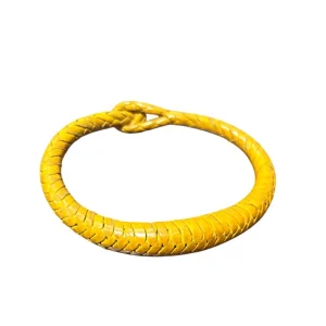 Handcrafted Yellow African Leather Bracelet – Tribal Boho Statement Jewelry