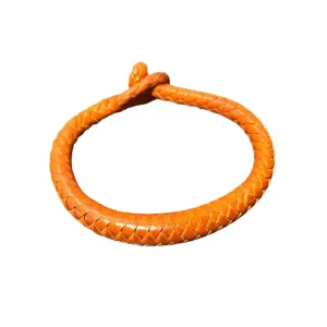 Handmade Orange African Leather Bracelet – Tribal Boho Statement Jewelry