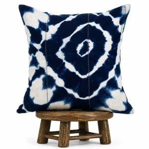 African Indigo Pillow Cover: Handmade Mudcloth Cushion, Boho Decor