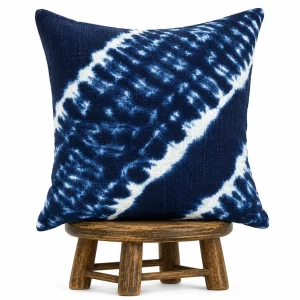 Handmade African Indigo Pillow Cover: Blue Mudcloth, Boho Decor