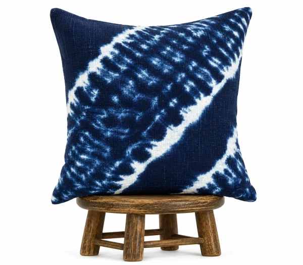 Handmade African Indigo Pillow Cover: Blue Mudcloth, Boho Decor
