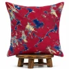 African Batick Red Pillow Cover: Handmade Cushion, Boho Decor