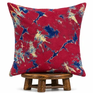 African Batick Red Pillow Cover: Handmade Cushion, Boho Decor