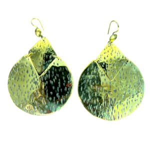 Handcrafted Layered Teardrop Brass Earrings – Hammered Geometric Statement Dangles