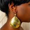 Handcrafted Oversized Hammered Brass Teardrop Earrings – Gold Statement Dangles