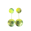 Handcrafted Long Stem Double Disc Brass Earrings – Hammered Linear Circle Drop Earrings