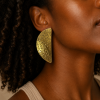 Golden Brass Statement Earrings Oversized Handmade Triangle Hoop Earrings, African Design