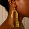 Handcrafted Articulate Arch Brass Earrings – Hammered Geometric Arch Dangles