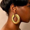 Handcrafted Chunky Brass Hoop Earrings – Oversized Hammered Gold Statement Hoops