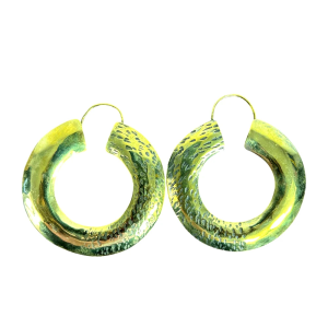 Handcrafted Chunky Brass Hoop Earrings – Oversized Hammered Gold Statement Hoops