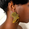 Handcrafted Africa Map Hoop Earrings – Hammered Brass African Continent Statement Jewelry