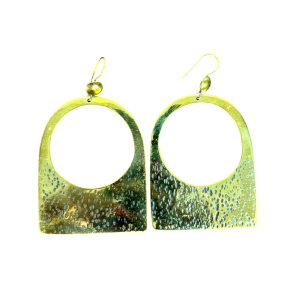Handcrafted Architectural Arch Cutout Earrings – Hammered Brass Geometric Drop Earrings