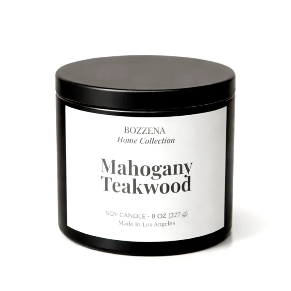 Mahogany Teakwood Scented Candle – 8 Oz Long-Lasting Home Fragrance