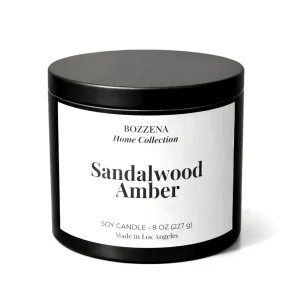 Sandalwood & Amber Scented Candle – 8 Oz Luxury Home Fragrance